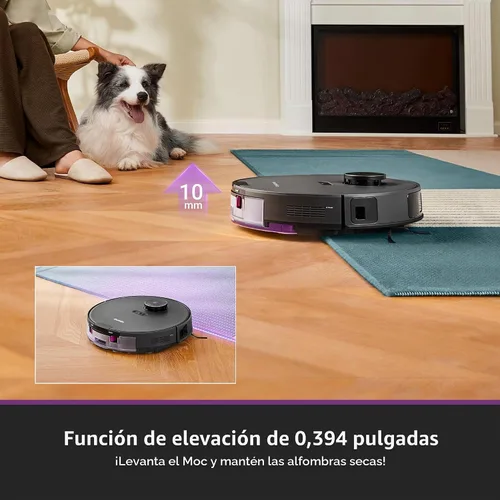 Vista 5 de Eureka Aspiradora robot E20 con estación de vaciado automático sin bolsa, combo robótico de aspiradora y trapeador, capacidad de 45 días, succión
