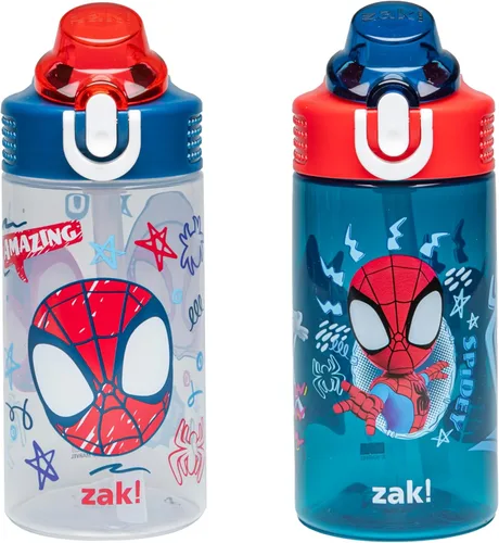 Vista 21 de Zak Designs Teenage Mutant Ninja Turtles - Botella de agua para niños para la escuela o viajes, paquete de 2 botellas de agua de plástico duradero