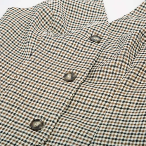Vista 4 de Belle Poque Chaleco vintage para mujer, cuello halter, con botones, chalecos elegantes