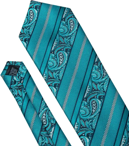 Vista 174 de Barry.Wang - Juego de corbata de seda para hombre, diseño de cachemira, pañuelo y gemelos de bolsillo