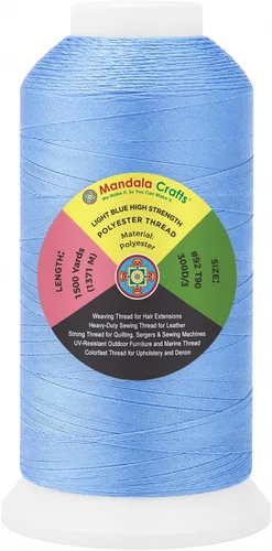 Vista 60 de Mandala Crafts Airforce Blue Tex 70 - Hilo de poliéster para tapicería 1500 Yds T70 UV Resistant Strong Thread for Leather Sewing, Marine