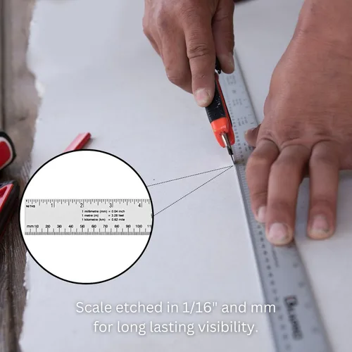 Vista 5 de Kapro - Regla de Aluminio 306 - Con Tablas de Conversión en Pulgadas y Centímetros - Precisión de 0.7mm/m - Con Impresión Resistente al Desgaste