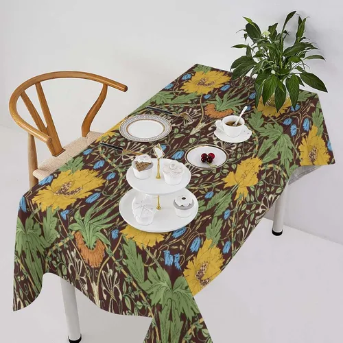 Vista 331 de Mantel Floral Retro de Pájaros, Diseño Original Bohemio William Morris Estampado Cubierta de Mesa para Hogar Picnic Fiesta Comedor Cocina William