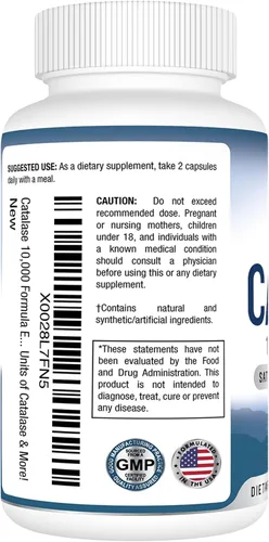 Vista 4 de Best Earth Naturals Suplemento Catalase 10,000 con Saw Palmetto, Biotina, Fo-Ti, PABA - Suplementos capilares para cabello fuerte - 60 cápsulas