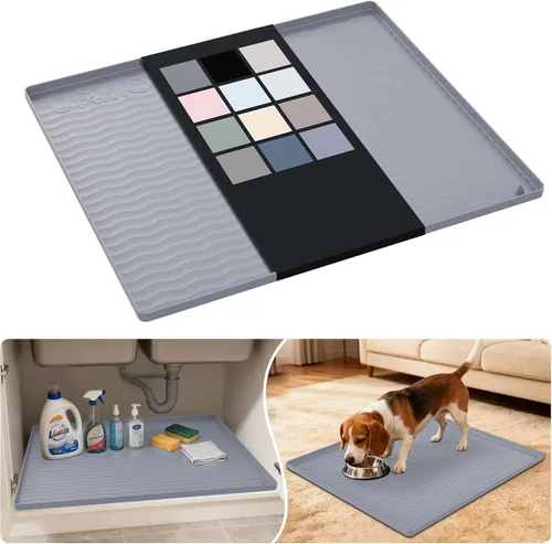 Vista 56 de URMONA - Tapete de silicona impermeable para debajo del fregadero, 16 x 10 Beige