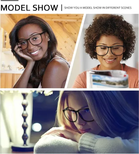 Vista 3 de SHEEN KELLY TR90 Oversized Blue Light Blocking Glasses Men Women Square Computer Eyewear Nerd Black Large Clear Lens