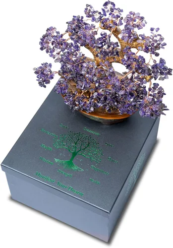 Vista 5 de Árbol de Amatista Natural Grande, Árbol Bonsái de Cristal de Amatista de 14 Pulgadas (Cuenta de 1251 Piedras Preciosas) Árbol de Chakra