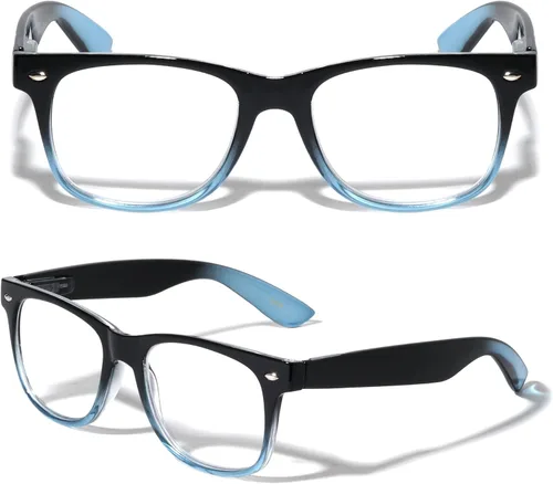 Vista 5 de 2 pares de anteojos de lectura transparentes de color neón de lujo, cómodos y elegantes para lectores simples