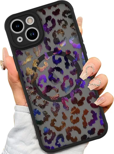 Vista 18 de AIGOMARA - Carcasa magnética para iPhone 11, diseño de leopardo negro