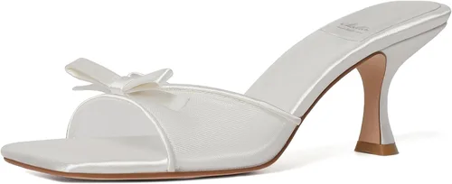 Vista 35 de Mostrin - Sandalias con tacón de gatitos para mujer, con punta redonda con lazo, vintage, sexy, de tacón aguja, sin talón, para fiesta y uso diario
