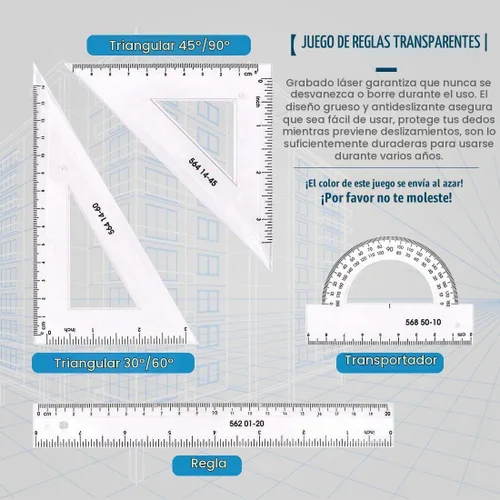 Vista 3 de Glarks 16 plantillas de medición, plantillas de encofrado de construcción, reglas de dibujo geométricas y regla triangular de escala de arquitecto