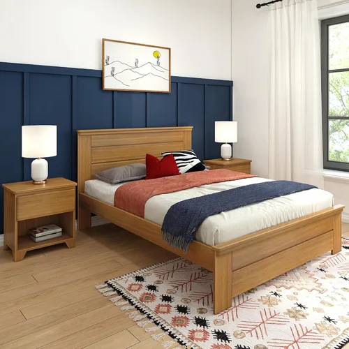 Vista 13 de Max & Lily Cama individual moderna de granja, marco de cama con cabecero para niños, panel, madera flotante Driftwood