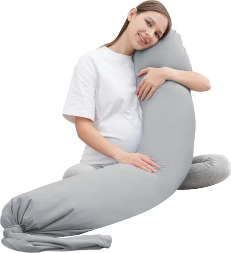 Vista 13 de MOON PARK - Almohada de embarazo con funda de enfriamiento increíblemente suave y lisa en forma de I, almohada de maternidad de cuerpo completo