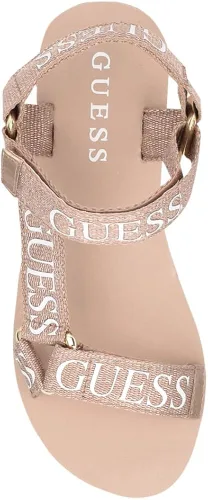 Vista 4 de GUESS Avin Sandalia de cuña para mujer, rosado, (Pink Multi Fabric)