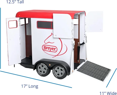 Vista 6 de Breyer Serie Tradicional de Juguete de Remolque de Dos Caballos (Escala 1: 9) Modelo # 2619 Blanco