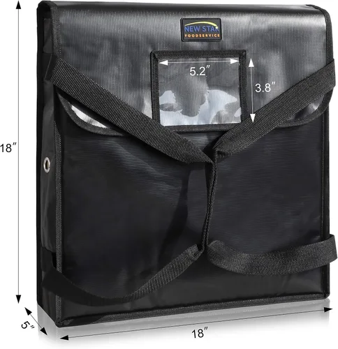 Vista 2 de New Star Foodservice 51100 Bolsa de entrega de pizza aislada, 18 x 18 x 5 pulgadas, color negro