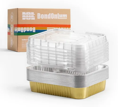 Vista 10 de Bandejas de papel de aluminio de BondOnLum, bandejas de aluminio resistentes, bandejas de aluminio desechables, bandejas de papel de aluminio