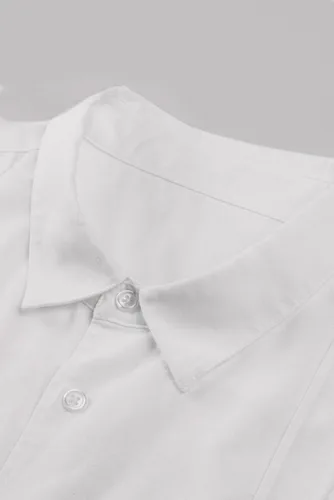 Vista 9 de JMIERR - Camisa de vestir informal de manga corta con botones y rayas para hombre, camisa de algodón