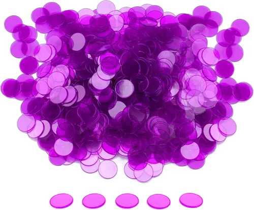 Vista 15 de GSE Games & Sports Expert Blue Bingo Chips, 1,000 piezas de 3/4 pulgadas de alto contraste transparente para juegos de bingo, fiestas