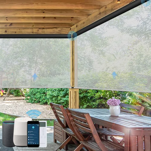 Vista 15 de Persianas enrollables motorizadas para exteriores, persianas enrollables para patio, funciona con Alexa, Google Homekit, Apple Homekit, parasol
