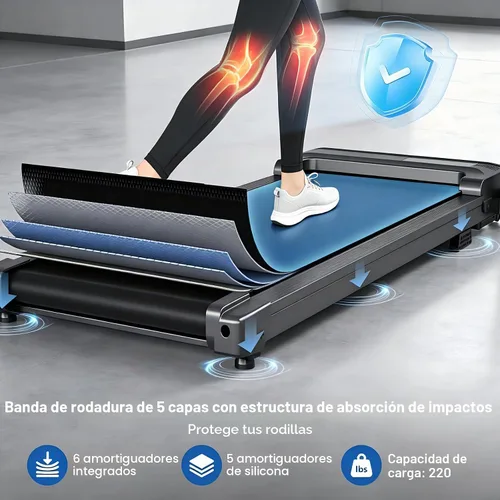 Vista 4 de Cintas de correr para el hogar, máquina de caminar plegable con barra de mango para correr, trotar, gimnasio, compacta, portátil, pequeña