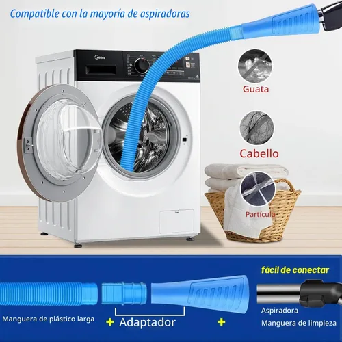 Vista 2 de Kit de limpiador de ventilación de secadora de 5 piezas, accesorio universal para manguera de vacío y cepillo flexible para limpieza rápida
