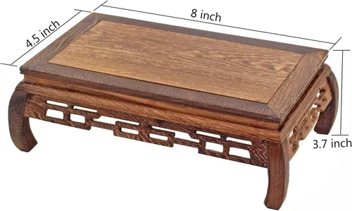 Vista 2 de GOLDY&WENDY Jarrón Lámpara Tetera Madera Oriental Estilo Rectangular Base Palisandro Madera Sólida Tallado Soporte de Exhibición