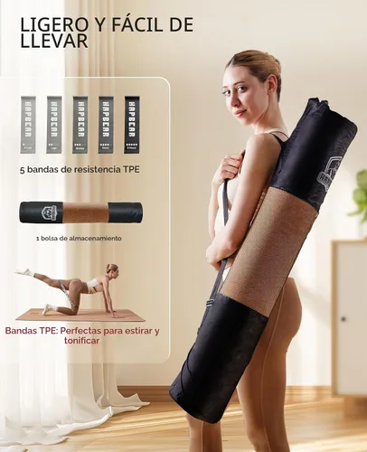 Vista 5 de HAPBEAR Large Cork Yoga Mat - 72"x36" Wide Non-Slip for Home Workout, Yoga, Pilates & Stretching - 6mm Cushioned Support & Durable - Carry Bag