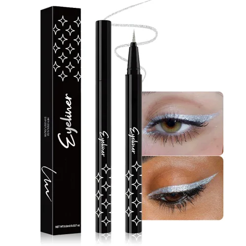 Vista 19 de evpct Delineador de ojos líquido cromático dúo, con purpurina de bronceador rosa, destello metálico brillante, sombra de ojos en lápiz, cambio