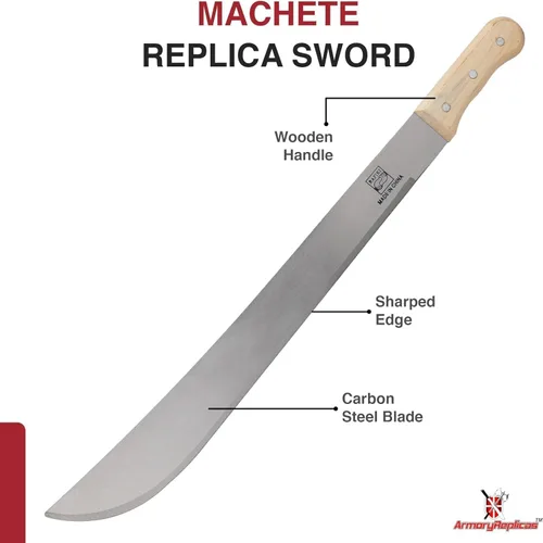 Vista 3 de Armory Replicas Cuchillo de machete de espiga completa - Herramienta multiusos para acampar al aire libre