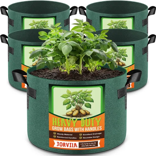 Vista 9 de Jorvila Paquete de 5 bolsas de cultivo de 7 galones Negro