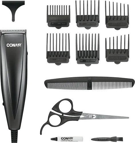 Vista 6 de ConairMAN Simple Cut, cortapelos para hombres, kit de corte de cabello para el hogar de 12 piezas Negro