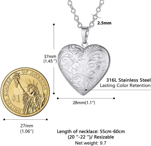 Vista 5 de Medallón de fotoetiqueta personalizado para mujereshombres, foto personalizadatexto, acero inoxidableplata de ley 925, viene en caja de regalo