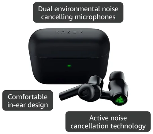 Vista 3 de Razer Hammerhead True Wireless (2ª generación) - Audífonos Bluetooth para juegos: Iluminación RGB Chroma - Baja latencia de 60 ms - Cancelación