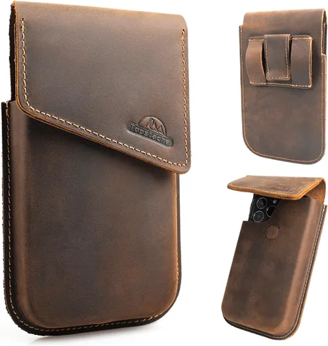 Vista 8 de Topstache Funda de cuero para teléfono con clip para cinturón, funda de cuero grande para iPhone 17Pro, 17, 16Pro, 16, funda con tapa para teléfono