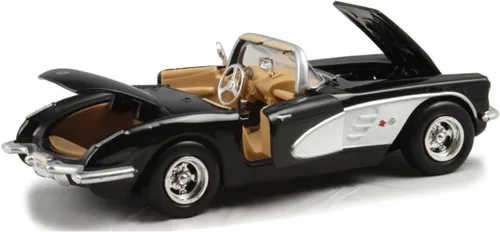 Vista 2 de Motor Max 1/24 Escala Diecast Negro 1959 Chevy Corvette Convertible Modelo Coche