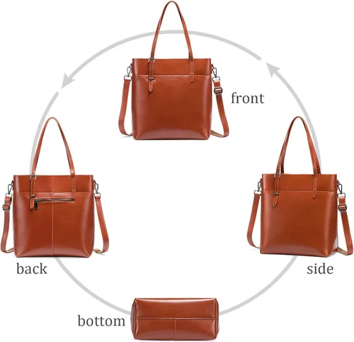 Vista 2 de FALAN MULE Bolsos de mano para mujer, de cuero genuino, con asa superior, correas ajustables, bolso de hombro