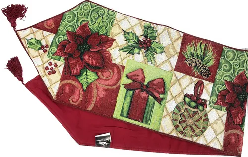 Vista 3 de Tache Home Fashion Holiday Tidings - Tapiz decorativo para festividades navideñas, 13 x 72 pulgadas, marfil, beige, rojo, borgoña, verde