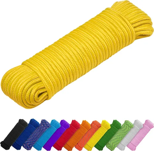 Vista 25 de TECEUM Cuerda – 90 pies x 1/4 pulgada (7mm) – Verde Ejército – Cuerda Utilitaria Versátil y Resistente – Acampada, Artesanía, Asta de Bandera