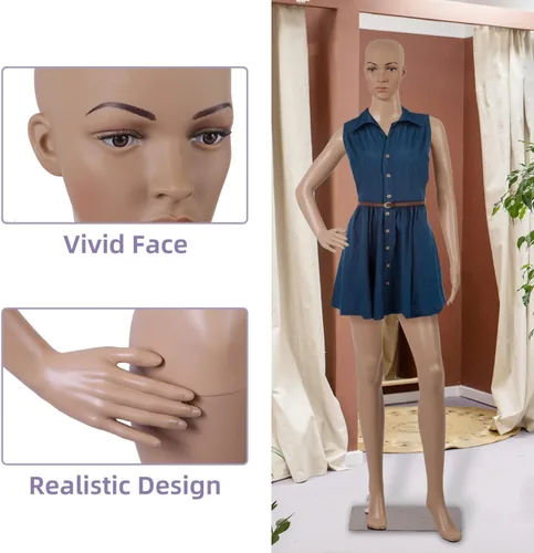 Vista 3 de Maniquí de torso de maniquí de 69 pulgadas, soporte de modelo de cuerpo completo para mujer con base de metal para exhibir mujeres, giros realistas