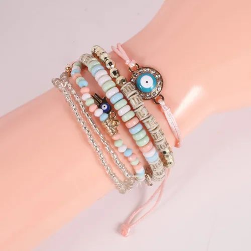 Vista 2 de Solosoya Bohemian Boho Stackable Bracelets for Women Set, Girls Stretch Multilayer Stack Beads Colorful Beaded Charm Bracelets Girl Handmade Jewelry
