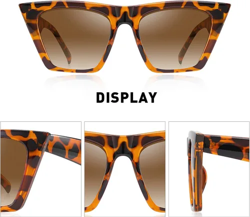 Vista 3 de Gafas de sol de ojo de gato cuadrado vintage mujeres moda pequeña cateye gafas de sol