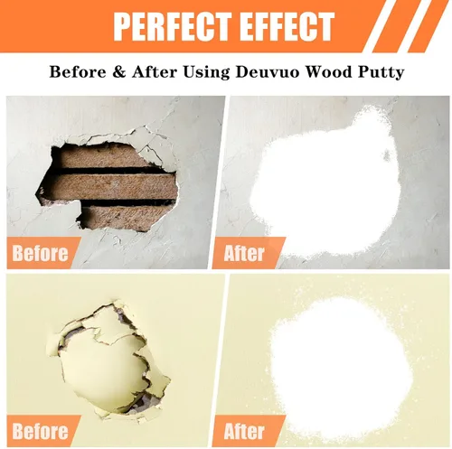 Vista 3 de Deuvuo Relleno de madera, relleno de masilla de madera blanco, nuestro relleno de grano de madera ofrece una solución rápida y duradera para 9.87oz