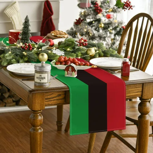 Vista 2 de Artoid Mode - Camino de mesa Juneteenth verde negro rojo, 19 de junio, orgullo de libertad africana, decoración de mesa de cocina y comedor