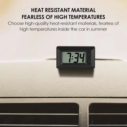 Vista 4 de GLOGLOW Reloj despertador digital ultrafino con calendario y temperatura, reloj electrónico LCD autoadhesivo para tablero de automóvil, oficina