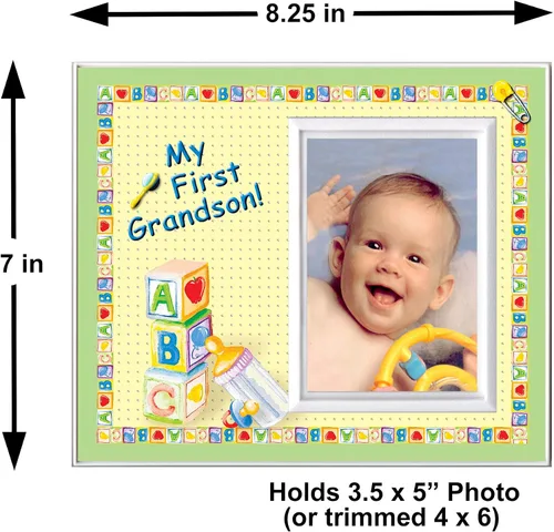 Vista 3 de Marco de fotos My First Grandson Regalos para nuevos abuelos Marco de anuncio de bebé Marco de fotos mide 8.25 x 7 pulgadas Capacidad
