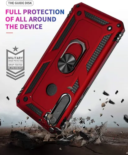 Vista 5 de YaHan Funda para Xiaomi Redmi Note 8, anillo giratorio de 360 grados, soporte híbrido, resistente, de doble capa, a prueba de golpes, con protector