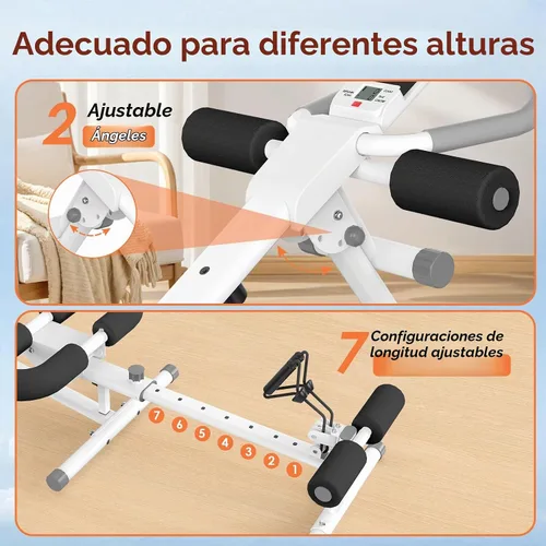 Vista 6 de Entrenador de abdominales ajustable multifuncional, máquina de abdominales para entrenamiento de estómago, equipo de ejercicio 5 en 1: máquina