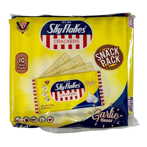 Vista 5 de M.Y. San Sky Flakes Galletas sabor ajo, paquete de 10, 8.8 onzas