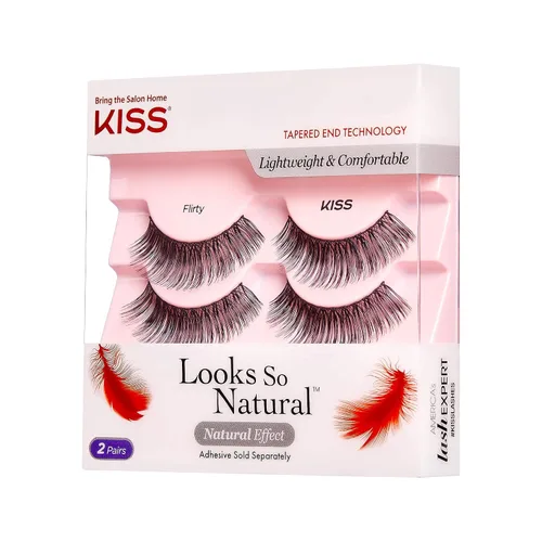 Vista 2 de KISS Looks So Natural - Pestañas postizas, ligeras y cómodas, tecnología de extremo ahusado, reutilizables, libres de crueldad, compatibles